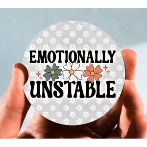 Set of 2 Car Coasters, Emotionally Unstable Car Coaster, Neoprene Car Coaster‎